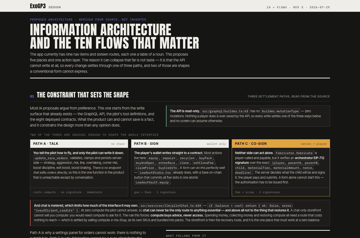 Information architecture and flows document